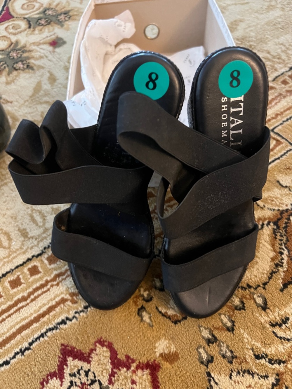 Italian Shoemakers Black Elastic-Strap Slide Mules